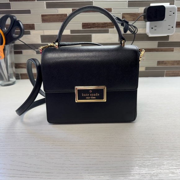 Kate Spade Reegan Top Handle Black Crossbody Bag with Gold Accents - Picture 17 of 17